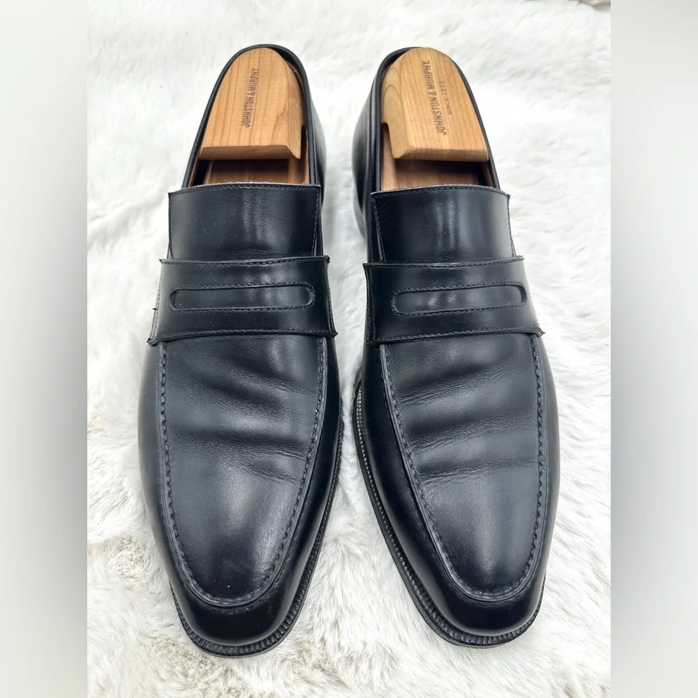 Gravati Black Leather Penny Loafers‎ Italy Mens 9.5 D like NEW dress shoes